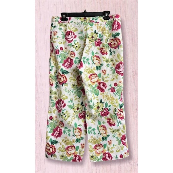 Willi Smith Floral Front Zip Cropped Stretch Pants-Size 12P - Picture 2 of 7